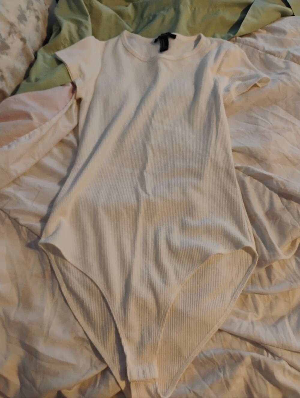 Woman White Bodysuit That Snap At Bottom  Tshirt